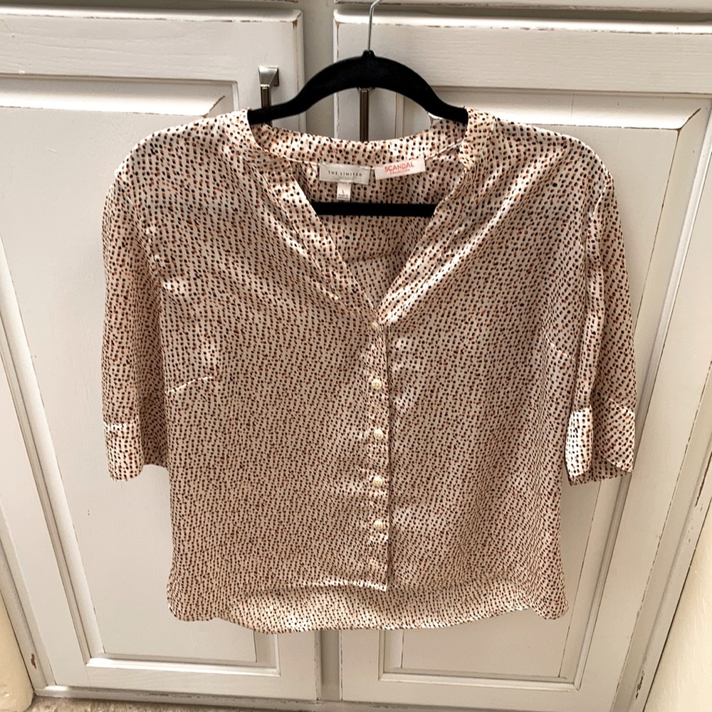 Satin short sleeve button down